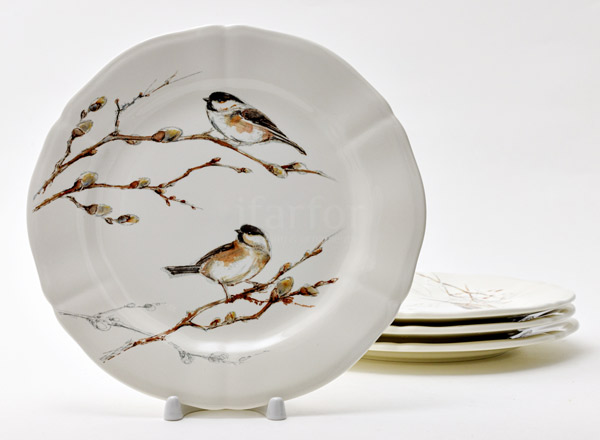 Set of plates dessert LES OISEAUX DE LA FORET GIEN Rochelle