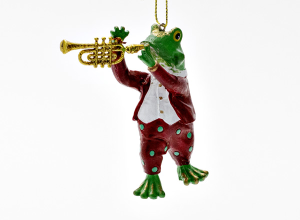 Christmas tree toy Little frog with a pipe