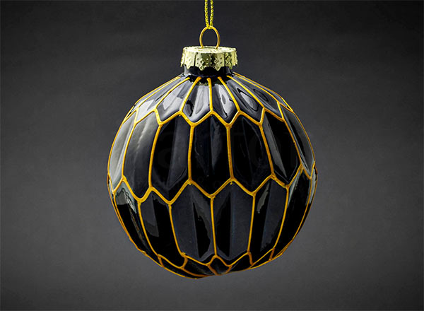 Christmas tree toy Christmas ball Hexagon black with gold