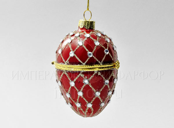 Christmas tree toy Faberge Egg jewelry box Red