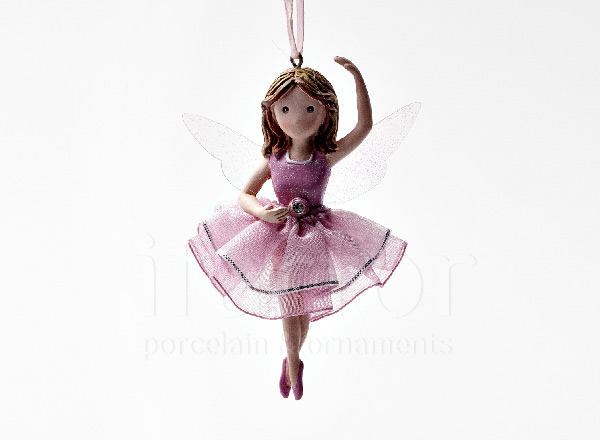 Christmas tree toy Little fairy in pink with wings 1