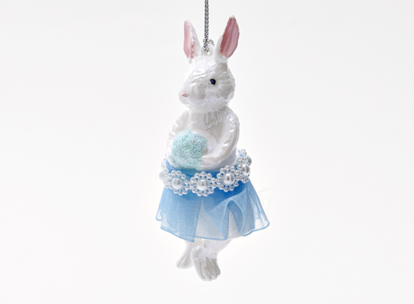 Christmas tree toy Rabbit in a blue tutu