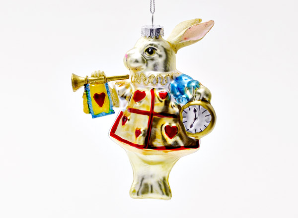 Christmas tree toy Alice in Wonderland. White Rabbit