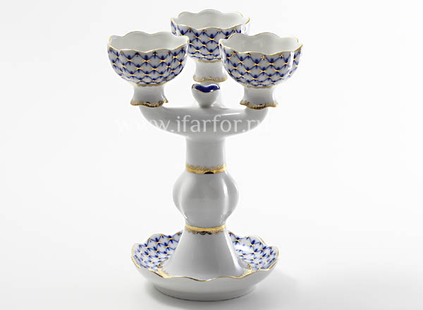 Candlestick 3-branched Cobalt net Tulip