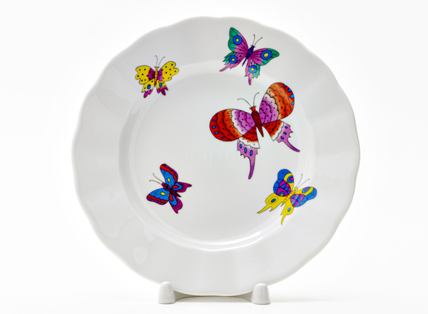 Plate shallow Saffron butterflies