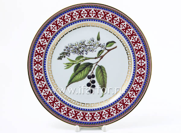 Plate decor. Bird-cherry tree