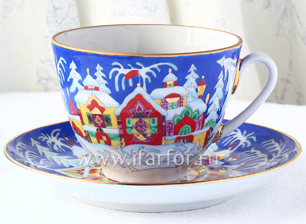 Cup and saucer tea Winter fairy tale Spring