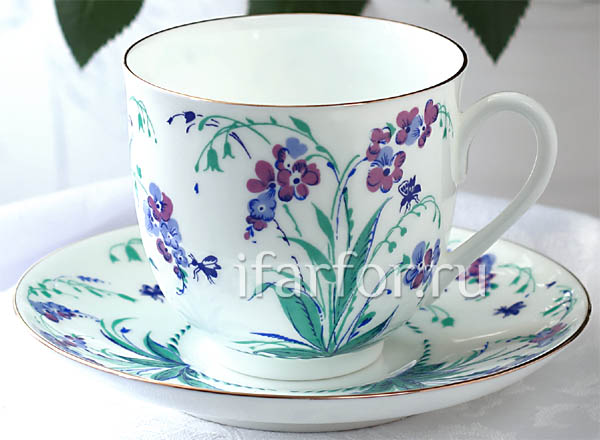 Cup and saucer Forget-me-nots (Myosotis) Lily of the valley