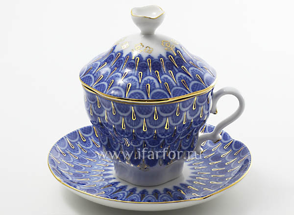 Cup with a lid and saucer tea Flake Gift-2