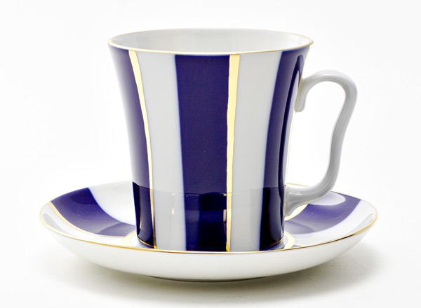 Mug and saucer Cobalt strips Leningrad