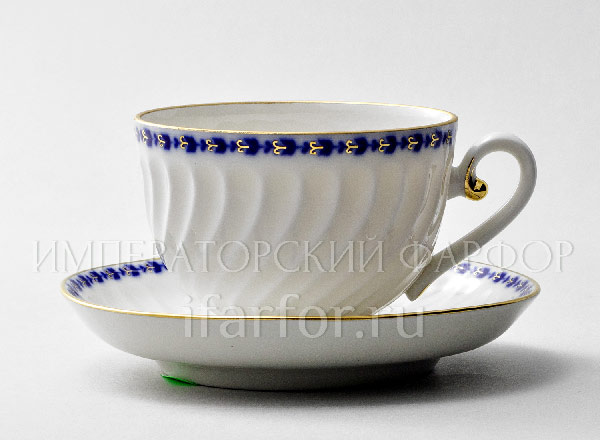 Cup and saucer tea Cobalt frieze Twisted