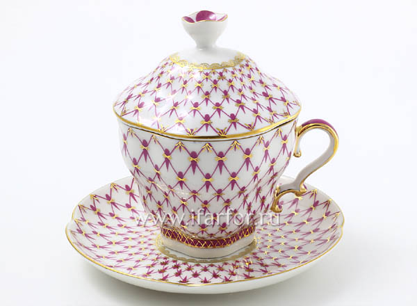 Cup with a lid and saucer tea Net-Blues Gift-2