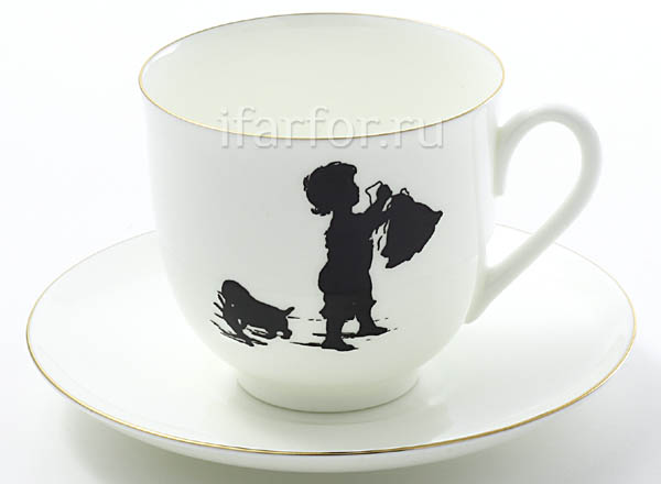 Cup and saucer Silhouettes. Cares Lily of the valley