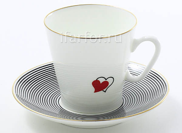 Cup and saucer Hearts 1 Black coffee