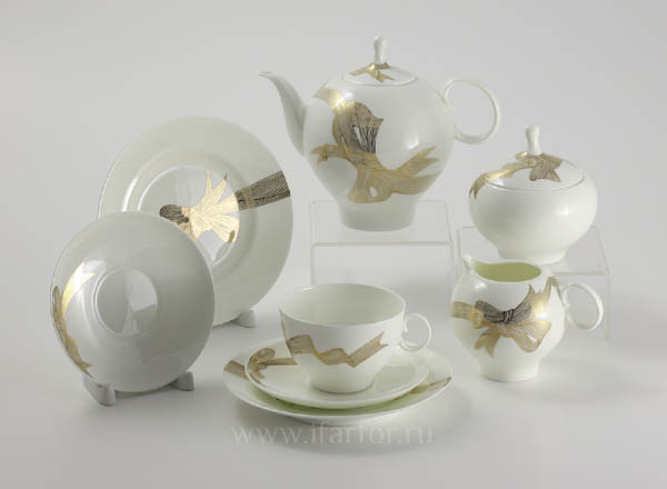 Tea Set Platinum bows 6/21 Apple