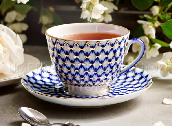 Cup and saucer tea Cobalt net Spring