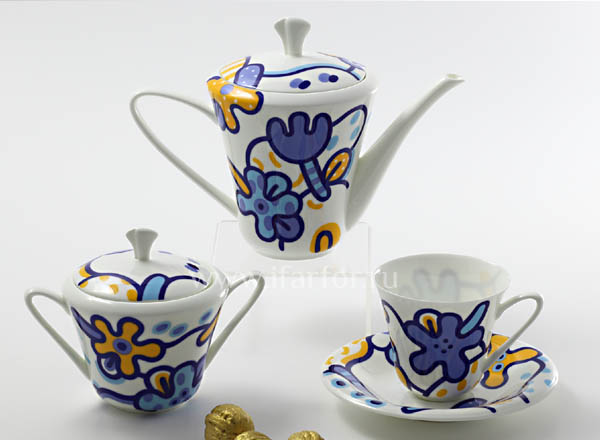 Tea Set Emilia blue 6/14 Garden