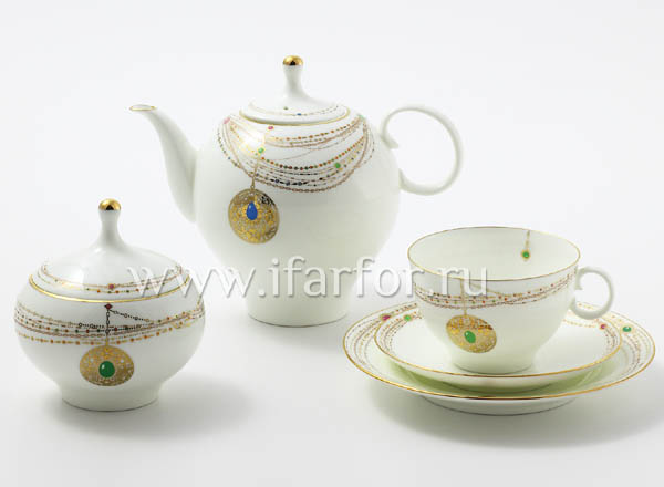 Tea Set Gold locket 6/20 Apple