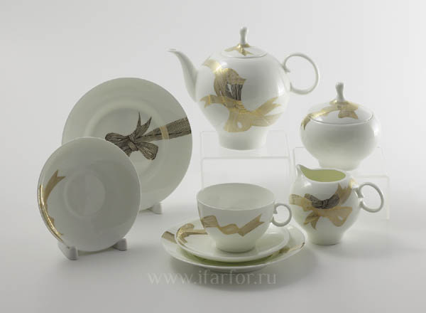 Tea Set Platinum bows 6/20 Apple