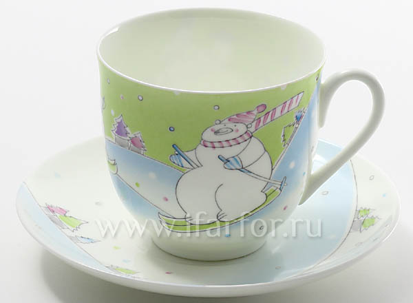 Cup and saucer Skiers Lily of the valley