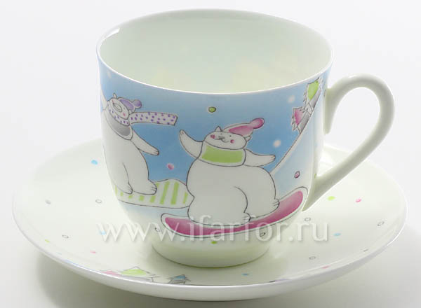 Cup and saucer Bobsleigh and Snowboarding Lily of the valley