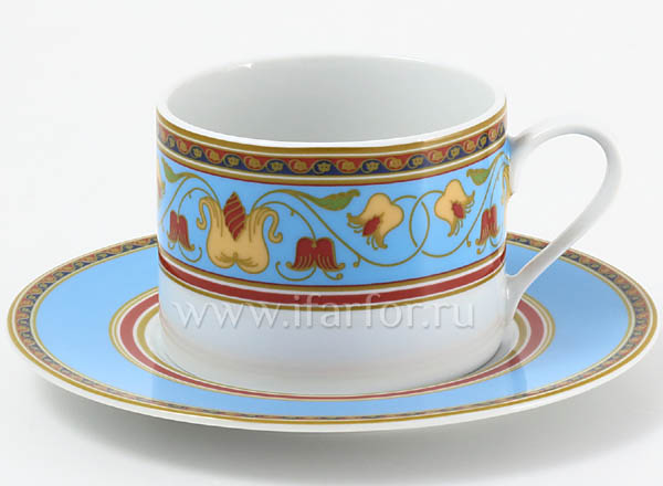 Cup and saucer tea Turquoise Pole