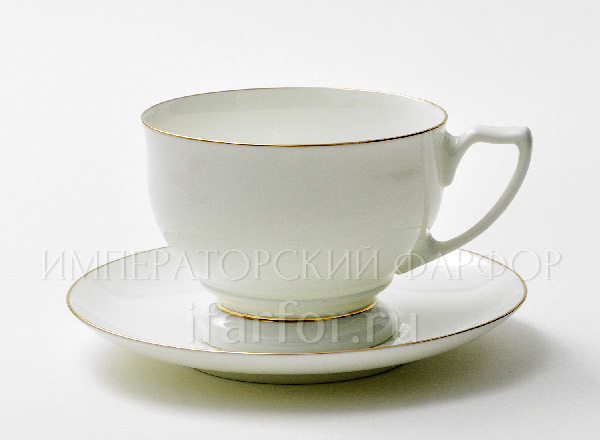 Cup and saucer tea Gold ribbon Pearl