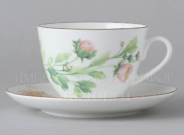 Cup and saucer in a gift box Delicate peony (green) Spring-2