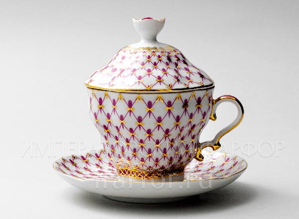 Cup with a lid and saucer tea Net-Blues Gift-2