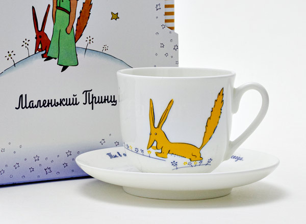 Cup and saucer in a gift box Little Prince and the Fox Lily of the valley