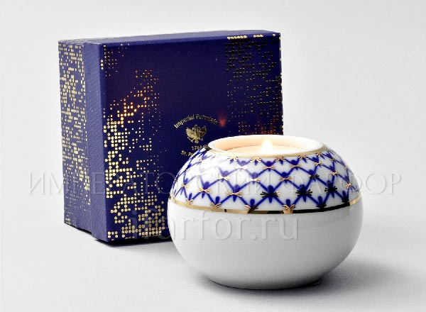 Candlestick in a gift box Cobalt net Round