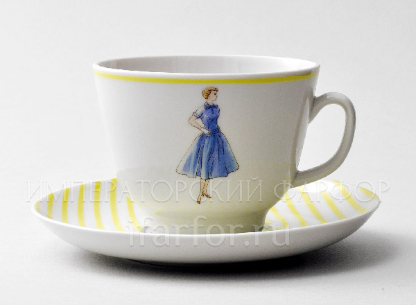 Cup and saucer in a gift box Thaw (yellow) Gift