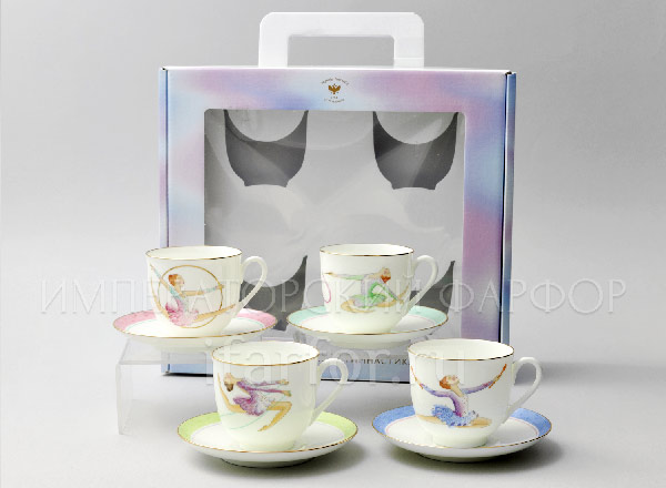 Set of caps and saucers in a gift box Gymnastics 4/8 Lily of the valley