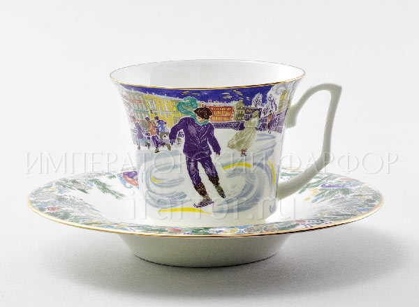 Cup and saucer tea Silver skates 1 Julia