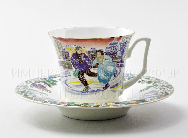 Cup and saucer tea Silver skates 4 Julia