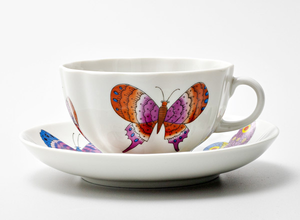 Cup and saucer tea Saffron butterflies Tulip