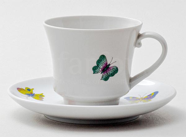 Cup and saucer tea Saffron butterflies Banquet