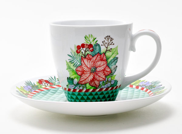 Mug and saucer Winter Story (green) Spring