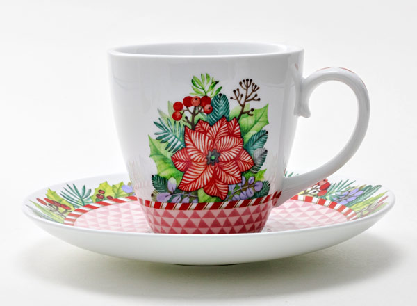 Mug and saucer Winter Story (pink) Spring