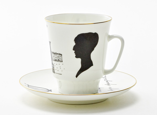 Cup and saucer Coffee Russian writers. Akhmatova May