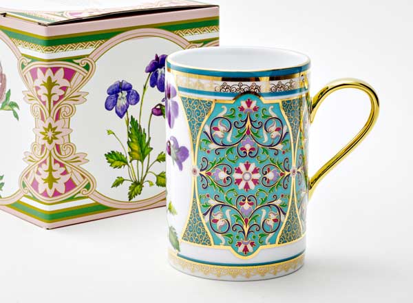 Mug in a gift box Flowers and berries of Russia. Incised violet Solo