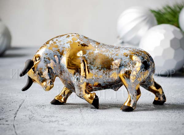 Sculpture Corrida Bull Golden