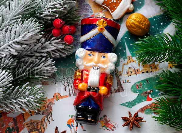 Christmas tree toy Big nutcracker The Nutcracker in a blue shako