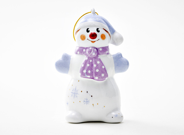 Елочная игрушка Снеговик с шарфиком