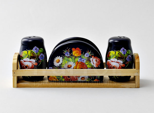 Set for spices 3 items second grade Khokhloma Royal Classics