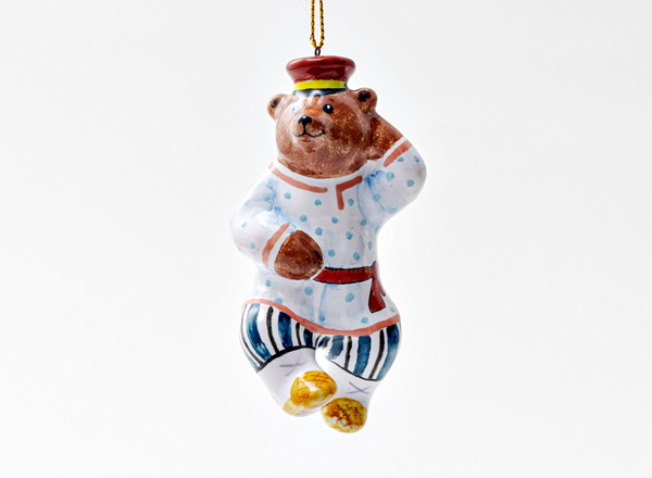 Елочная игрушка Медведь в картузе
