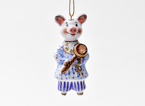 Christmas tree toy Piglet with a spoon