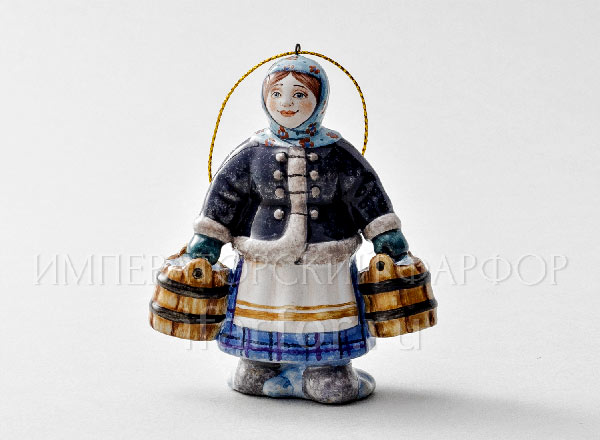Елочная игрушка Крестьянка с ведрами