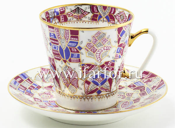 Cup and saucer Pink patterns Black coffee