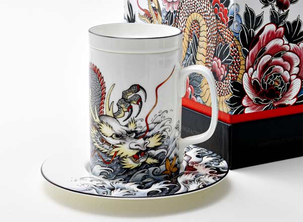 Бокал с блюдцем и крышкой в подарочной коробке Tattoo. Dragon